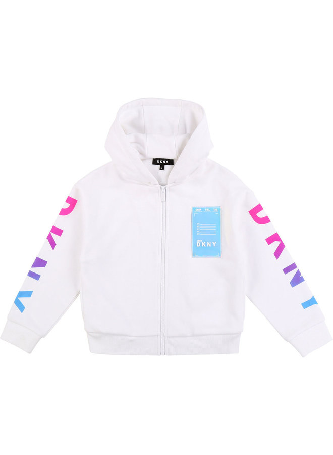 DKNY KIDS Hoodie weiß mit Logo und Farbverlauf