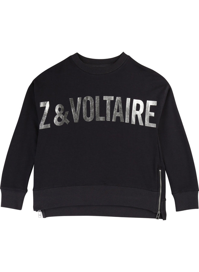 Zadig & Voltaire Sweatshirt schwarz silber metallic