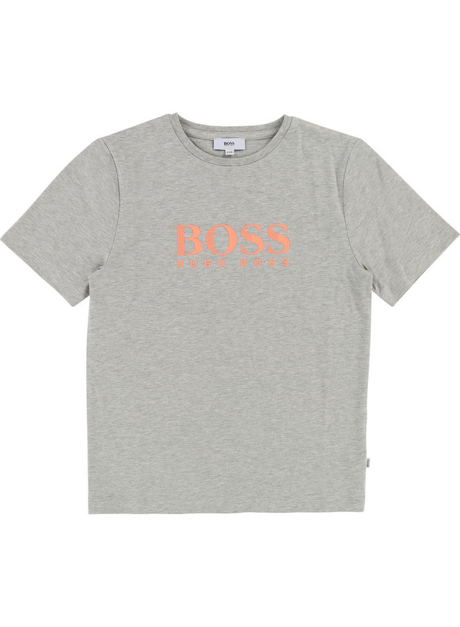 HUGO BOSS Kinder T-Shirt grau mit neon Logo