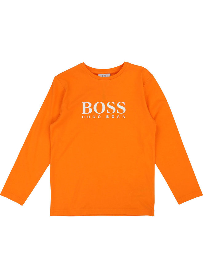 HUGO BOSS Kids Langarmshirt orange mit weißem Logo