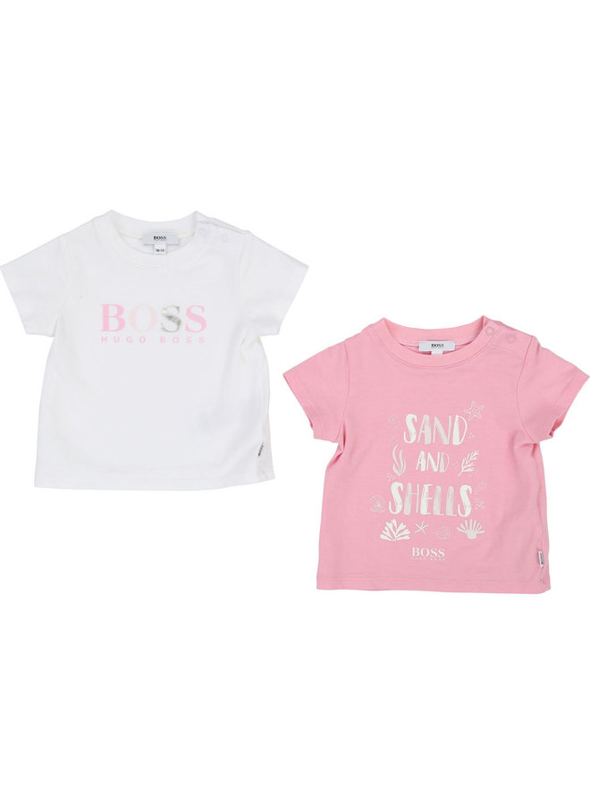 HUGO BOSS 2 er Set Baby T-Shirt rosa weiß