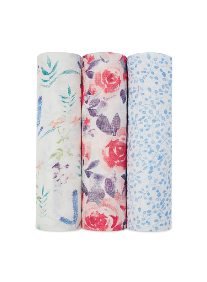 aden + anais 3-pack silky soft swaddles watercolour garden