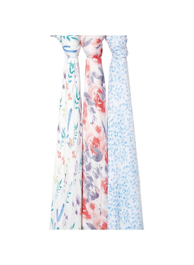 aden + anais 3-pack silky soft swaddles watercolour garden