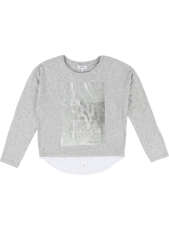 DKNY KIDS  Langarmshirt Lagenlook grau mit Hemdsaum