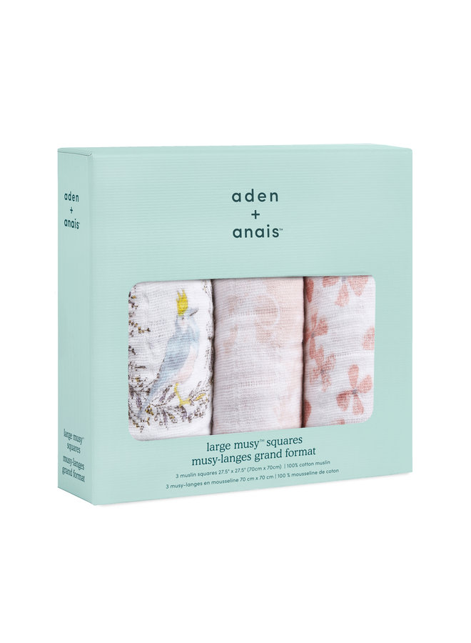 aden + anais 3 pack classic musslin squares Birdsong