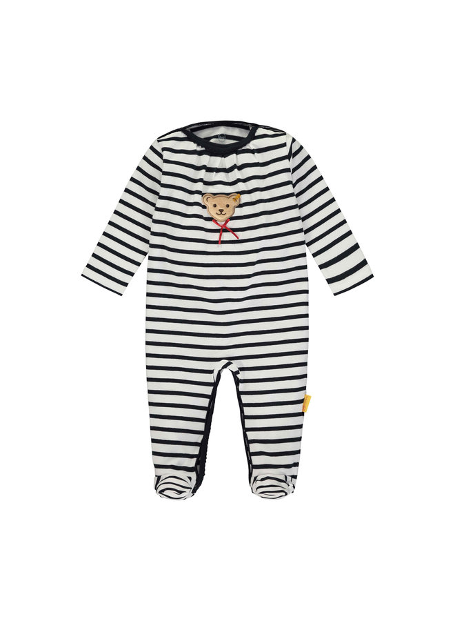 Steiff Baby Strampler dunkelblau mit Streifen