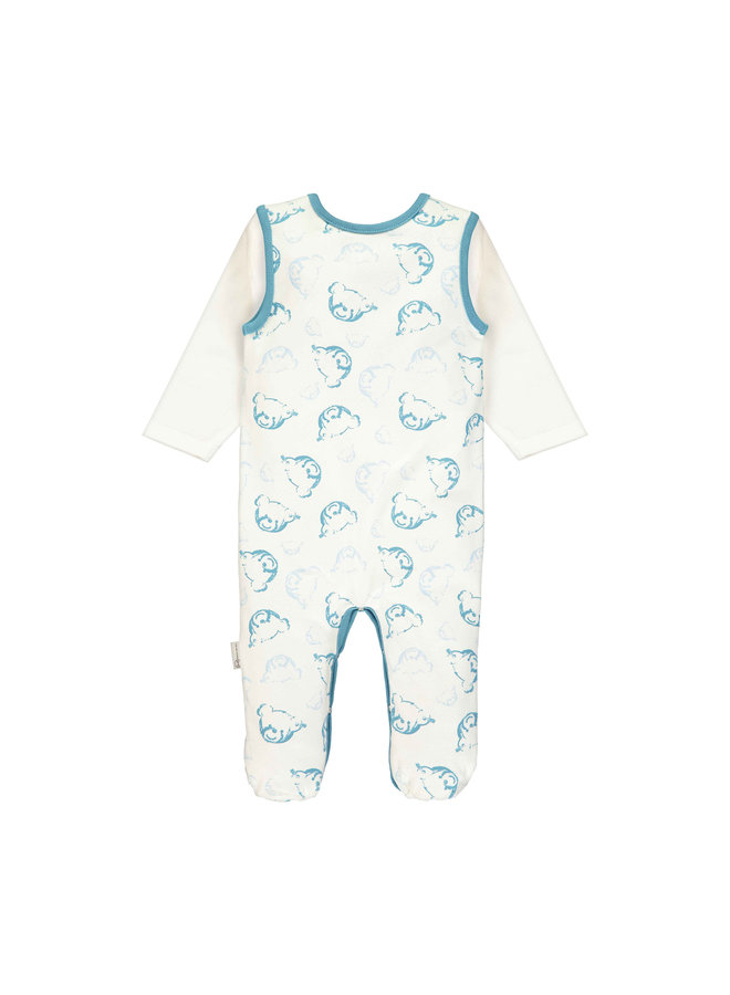 Steiff Set Strampler und Longsleeve allover Teddy Print