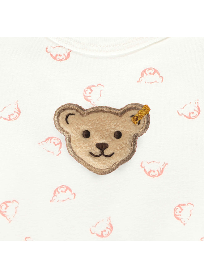 Steiff Langarmbody allover Teddy Print beere creme