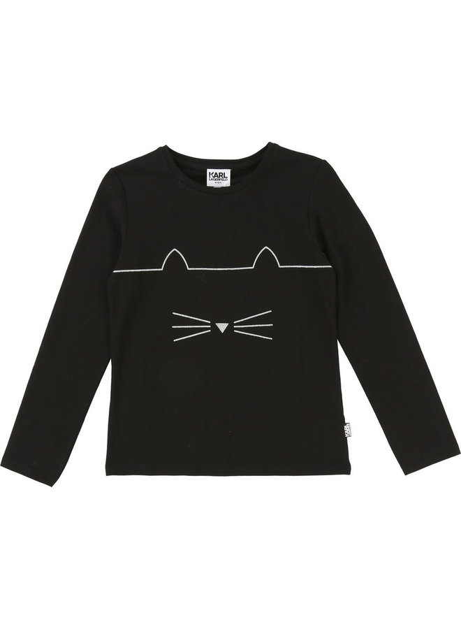 KARL LAGERFELD KIDS Longsleeve Katze schwarz