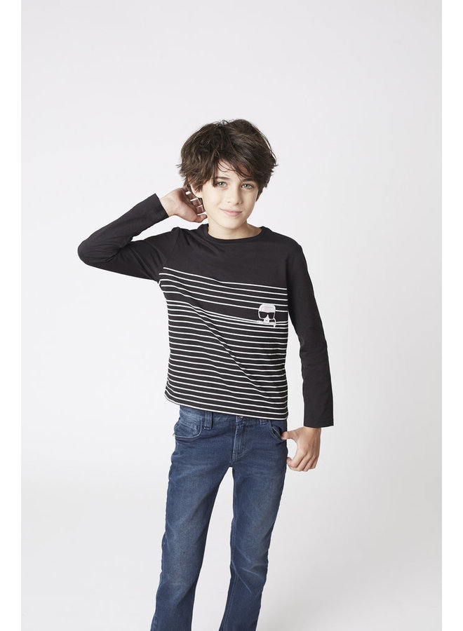 KARL LAGERFELD KIDS Longsleeve gestreift schwarz weiß