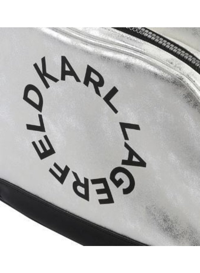 KARL LAGERFELD KIDS Rucksack silber mit Logoprint
