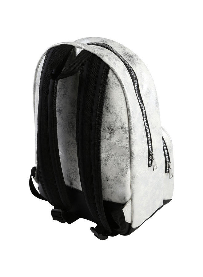 KARL LAGERFELD KIDS Rucksack silber mit Logoprint