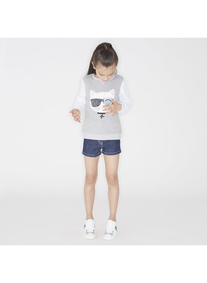 KARL LAGERFELD KIDS Sweatshirt Choupette Wendepailletten grau