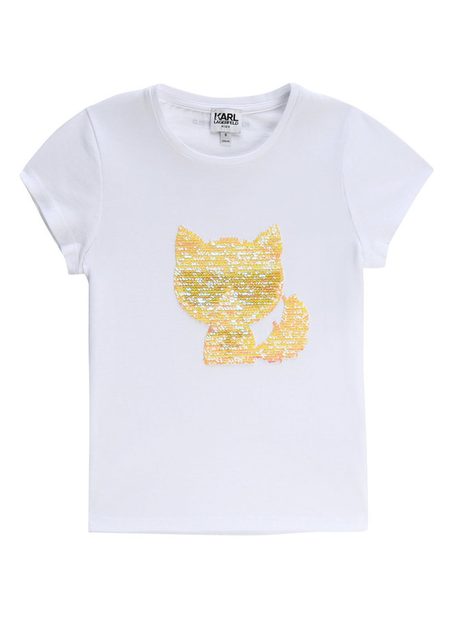 KARL LAGERFELD KIDS T-Shirt Wendepailletten weiß