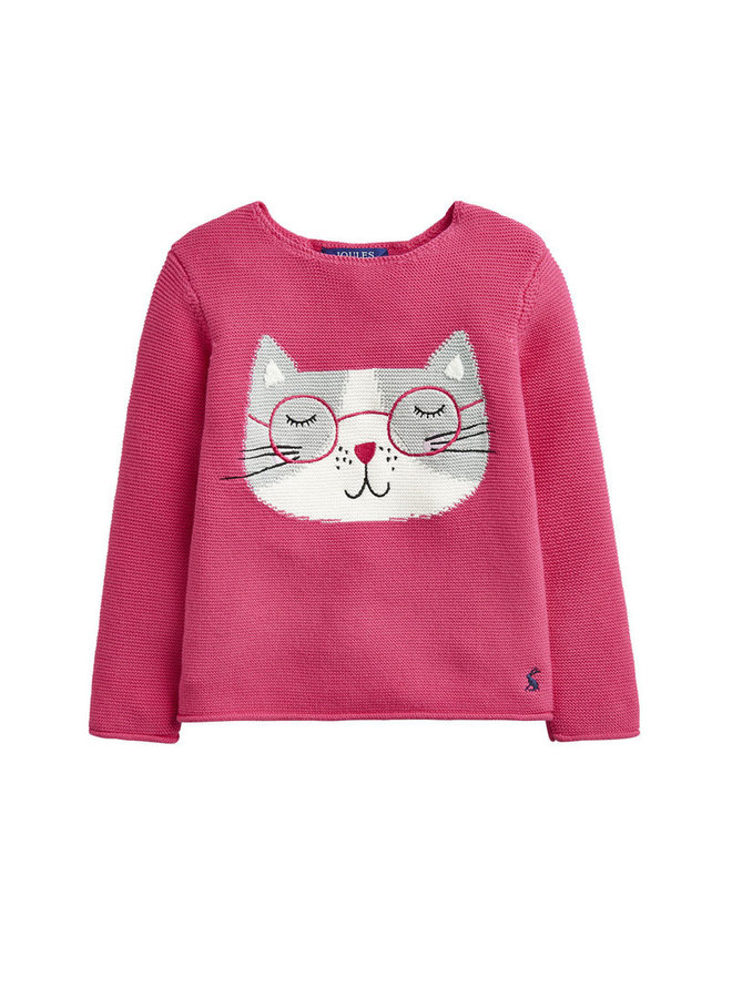 TOM JOULE Strickpullover Katze deep pink