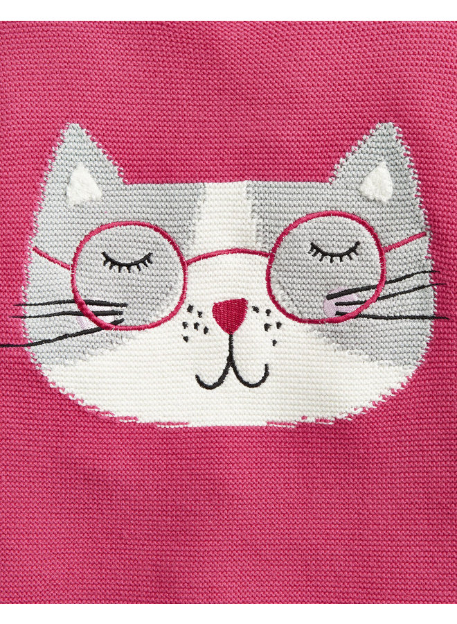 TOM JOULE Strickpullover Katze deep pink