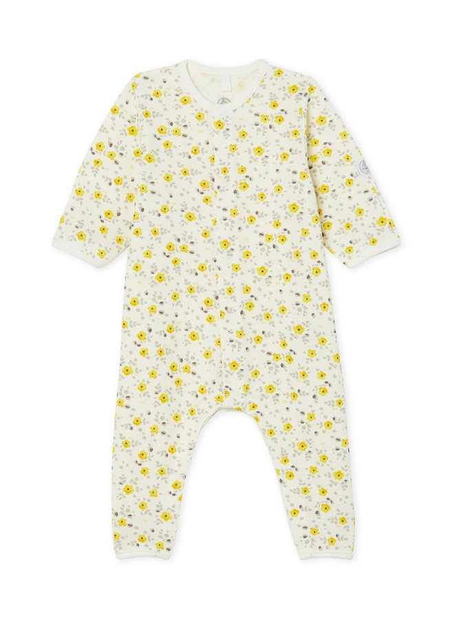 Petit Bateau Overall Blumen offwhite