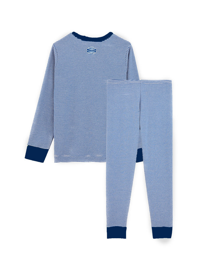 Petit Bateau Pyjama Milleraies blau weiß