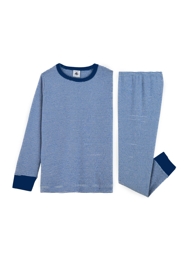 Petit Bateau Pyjama Milleraies blau weiß