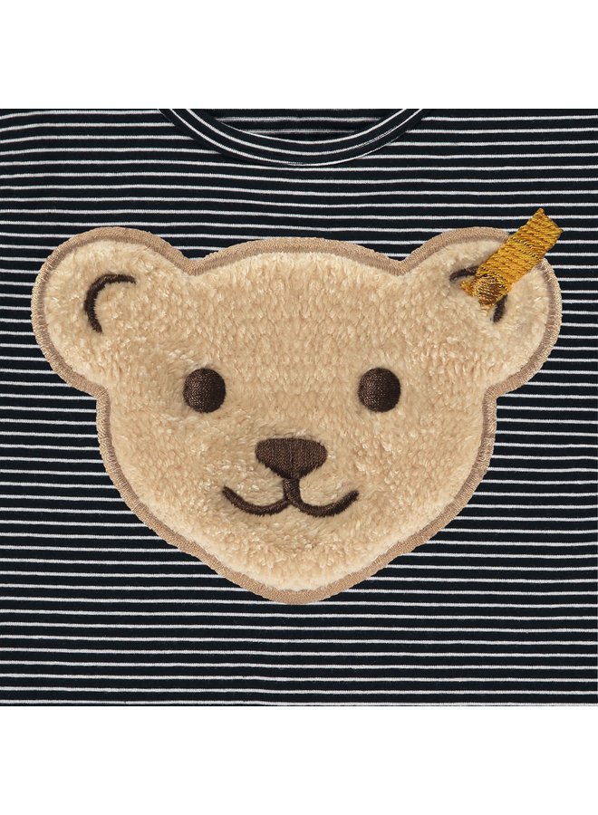 Steiff Baby Sweatshirt Quietscherblau mit Teddy-Applikation