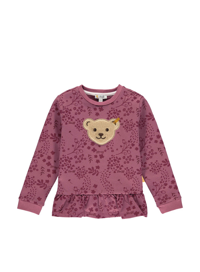 Steiff Baby Sweatshirt Quietscher beere mit Teddy-Applikation  - Copy