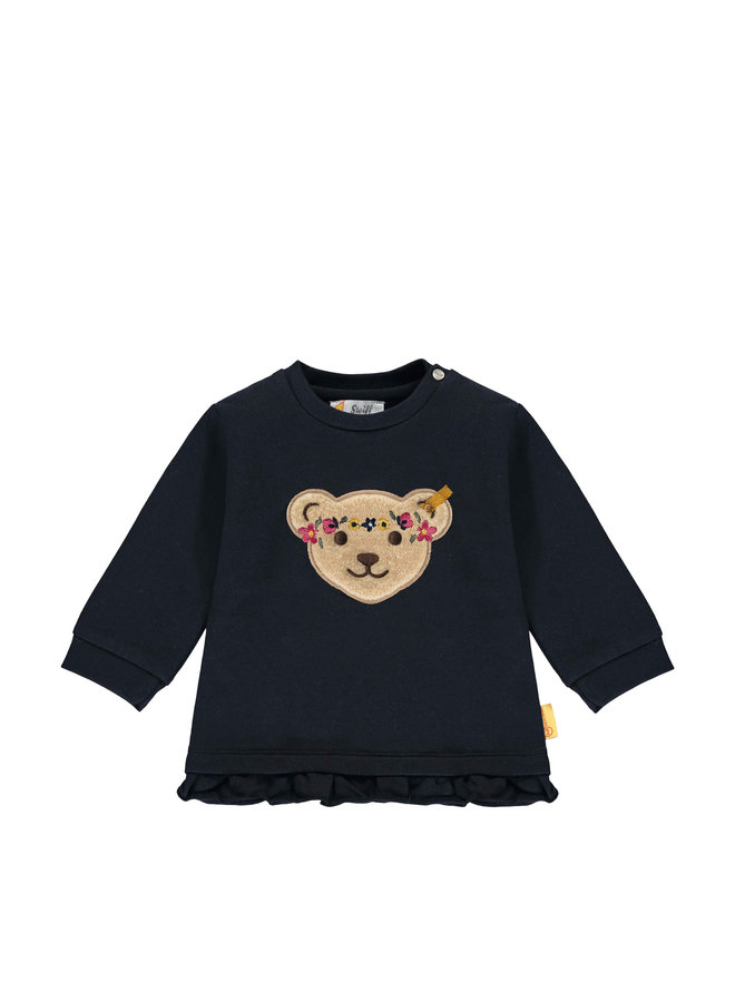 Steiff Baby Sweatshirt blau mit Teddy-Applikation Flower Power