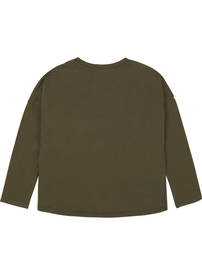 Zadig & Voltaire Longsleeve schwarz mit Glitzer Leopard khaki