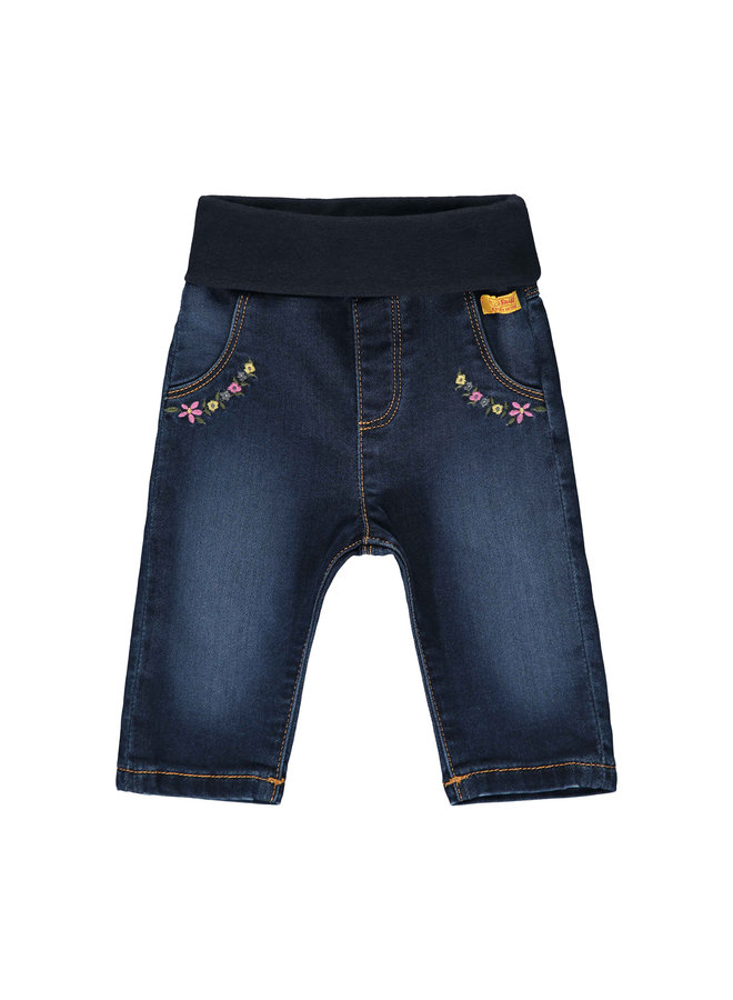 Steiff Baby Jeanshose Jeans mit Blumenstitching