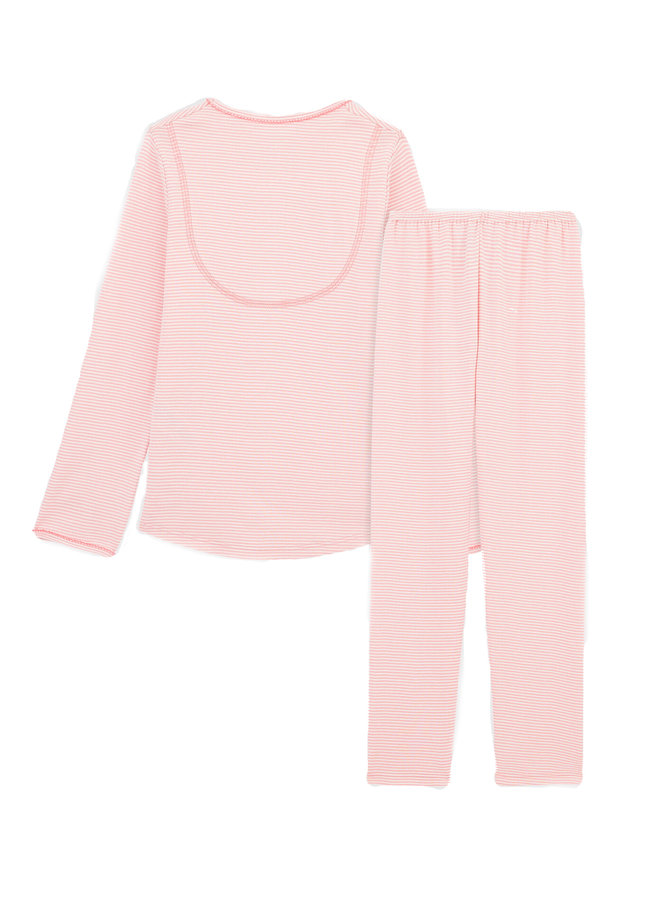 Petit Bateau Pyjama Ringelmuster rosa weiß für kleine Mädchen