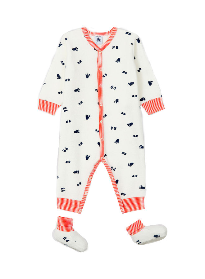 Petit Bateau Anzug mit Schühchen Frottee creme