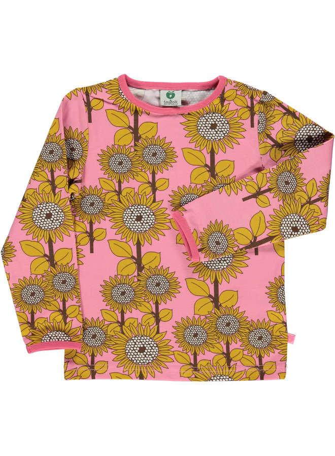 SMAFOLK Langarmshirt  mit  allover Sonnenblumen rosa