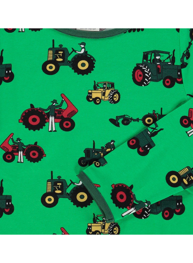 SMAFOLK Langarmshirt  mit  allover Traktor grün