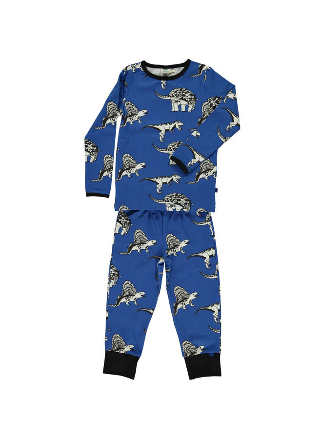 SMAFOLK Pyjama  mit Dino blau / blue Lolite