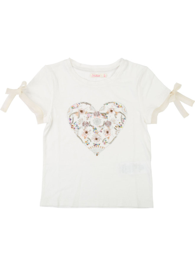 Billieblush T-Shirt Herz Pailletten creme