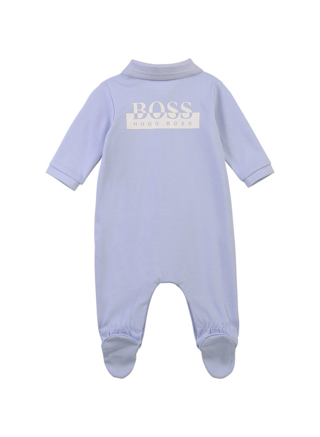 BOSS Baby Strampler hellblau mit Logo Details