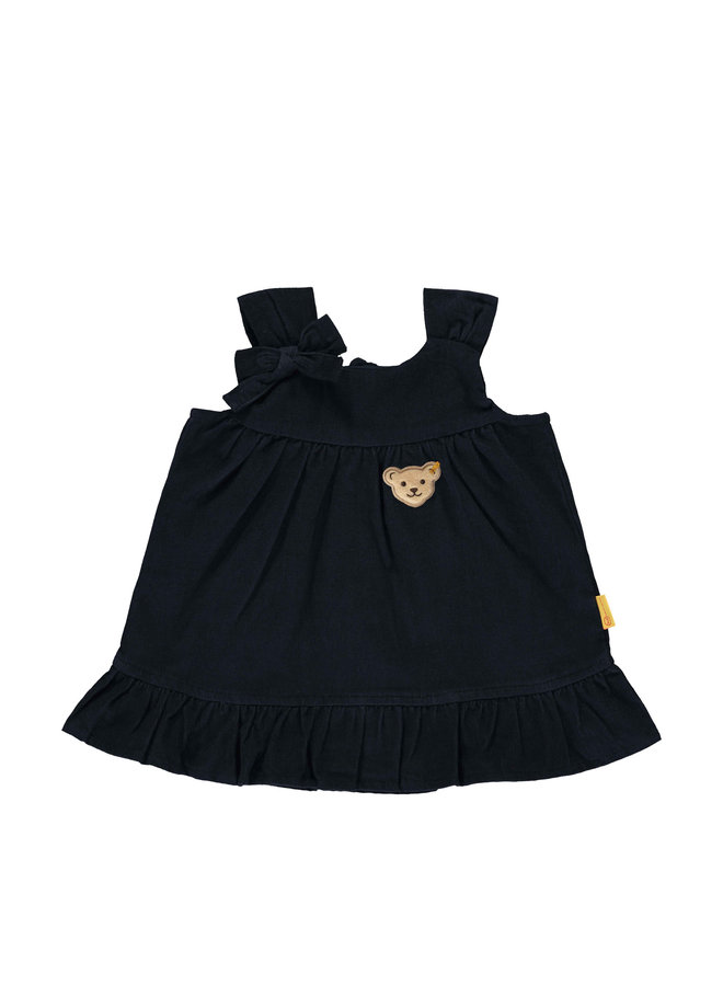 Steiff Baby Kleid marine blau Feincord mit Teddy-Applikation