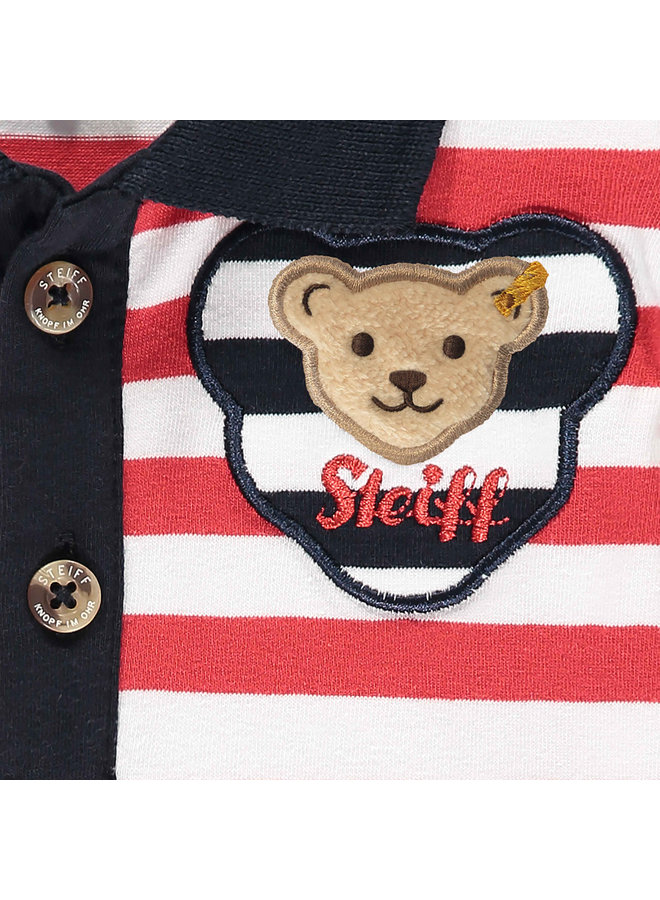 Steiff Baby langarm Poloshirt rot weiß gestreift Teddy