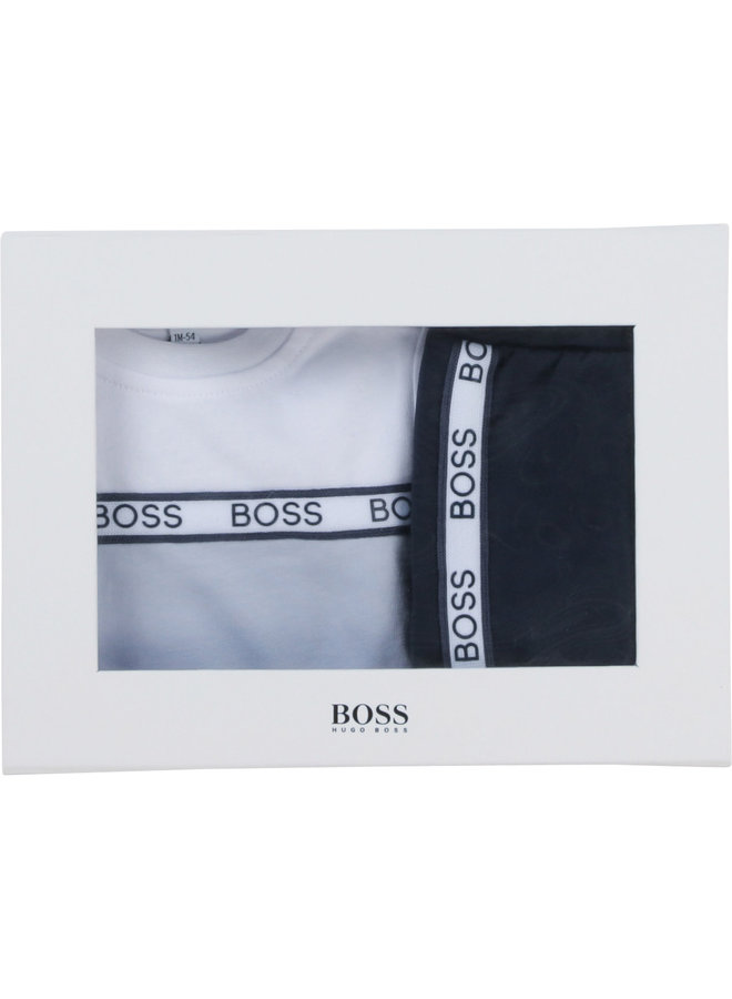 HUGO BOSS Baby Kombination weiß hellblau T-Shirt und Shorts