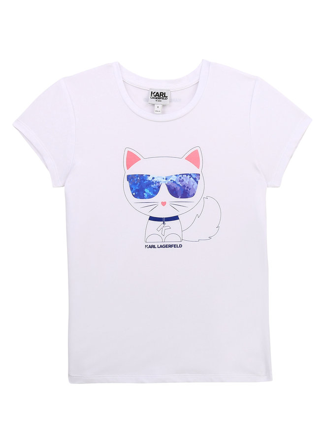 KARL LAGERFELD KIDS T-Shirt weiß Pixel iconic Chaupette