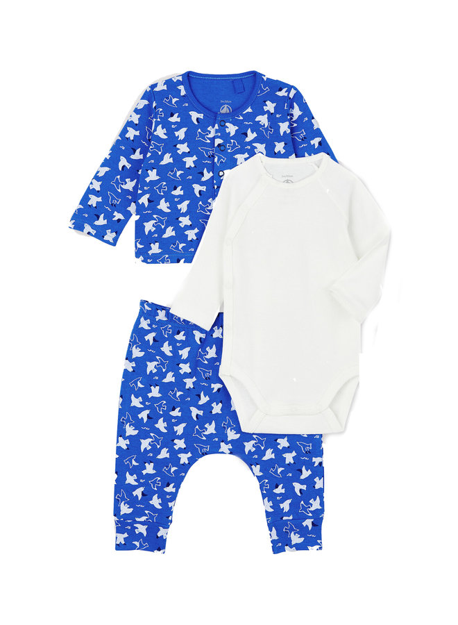 Petit Bateau Kombination 3 Teile blau Body und Hose Cardigan