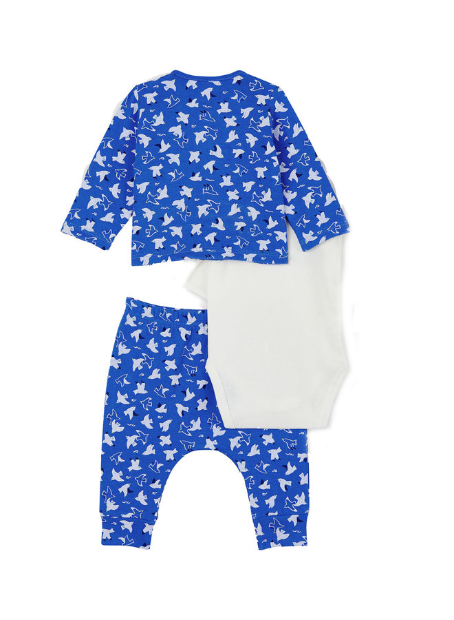 Petit Bateau Kombination 3 Teile blau Body und Hose Cardigan