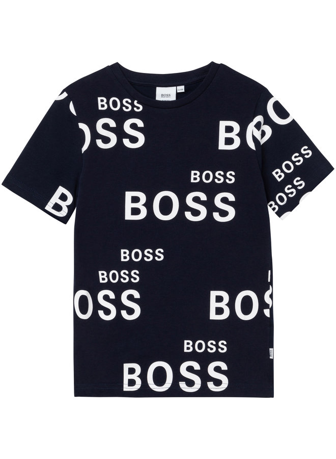 HUGO BOSS Kinder T-Shirt marine allover Logoprint