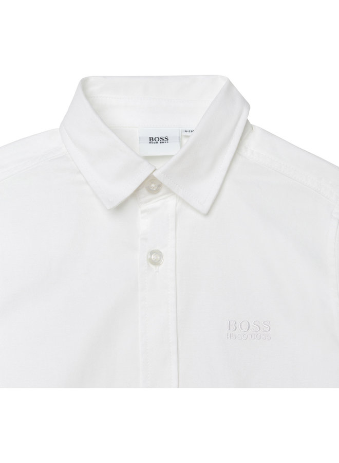 HUGO BOSS Kinder Hemd weiß mit Logostitching