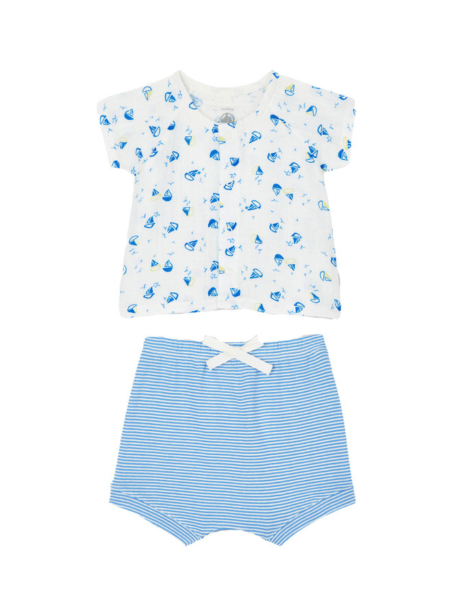 Petit Bateau Musselin Set 2 Teile kurze Hose und Shirt