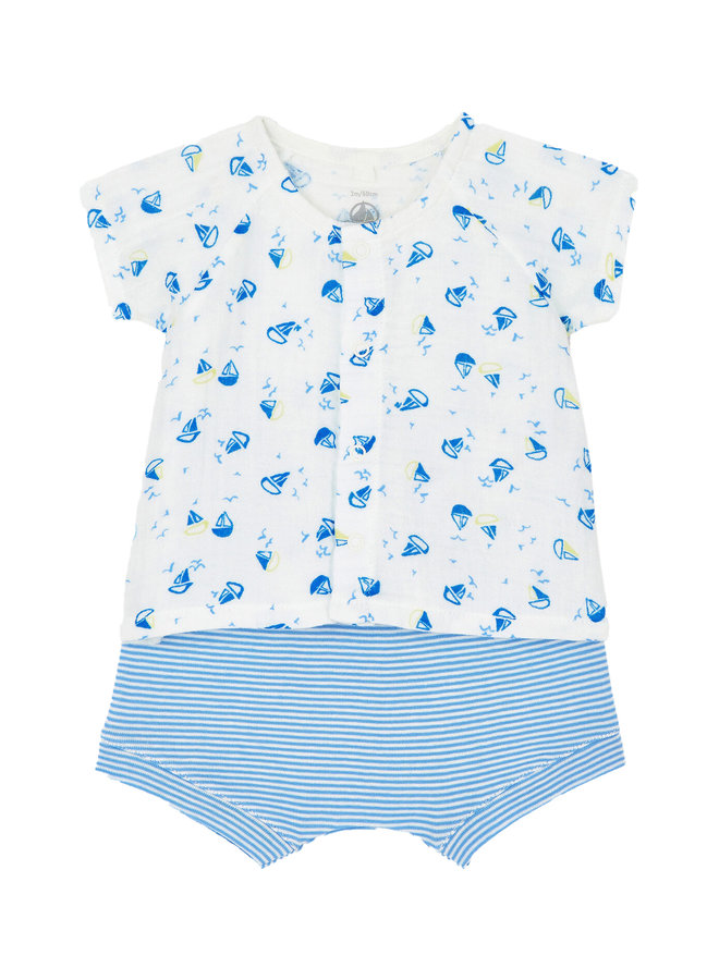 Petit Bateau Musselin Set 2 Teile kurze Hose und Shirt