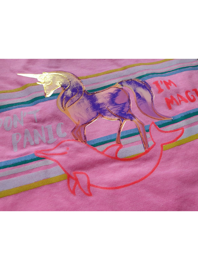 Billieblush T-Shirt mit pink mit Einhorn und Delphin irisierend