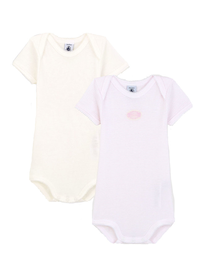 Petit Bateau Baby Bodyset  Mädchen 2 Teile rosa creme