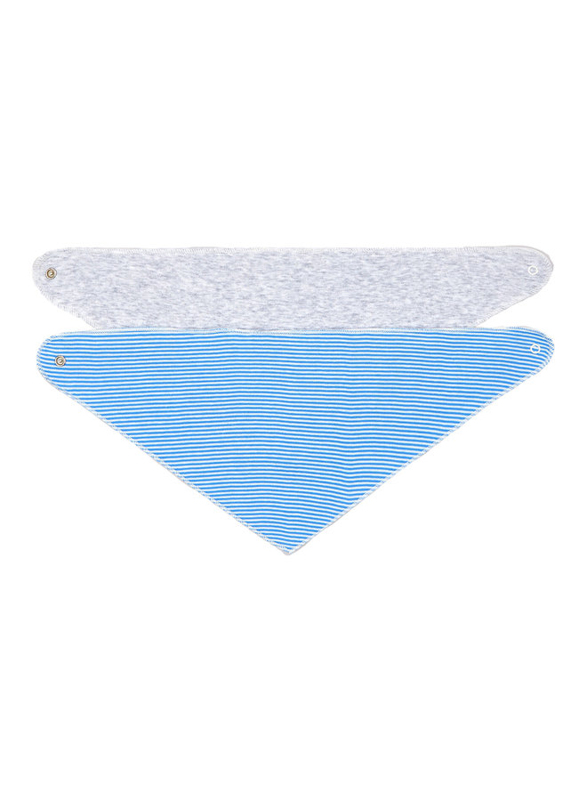 Petit Bateau 2 er Set Lätzchen / Bandanas aus Rippstrick blau grau