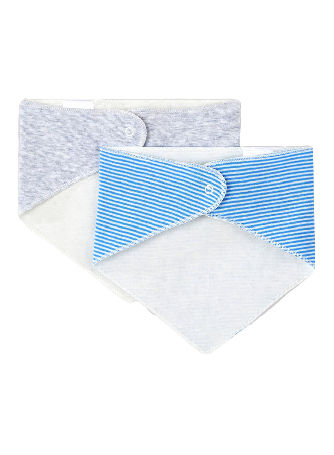 Petit Bateau 2 er Set Lätzchen / Bandanas aus Rippstrick blau grau