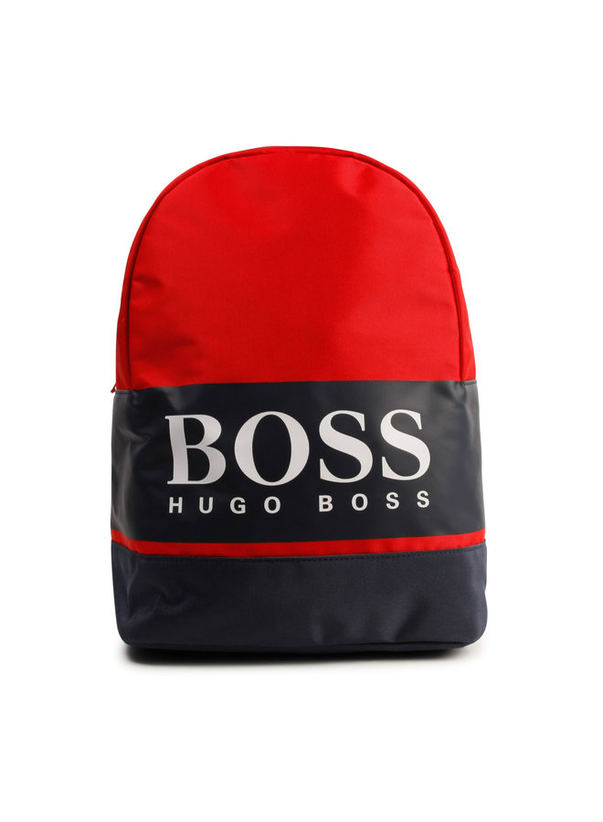 HUGO BOSS KIDS Rucksack rot navy mit großem Logo